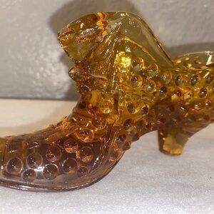 Brown Glass Art High-Heeled Shoes with Elegant Silhouette